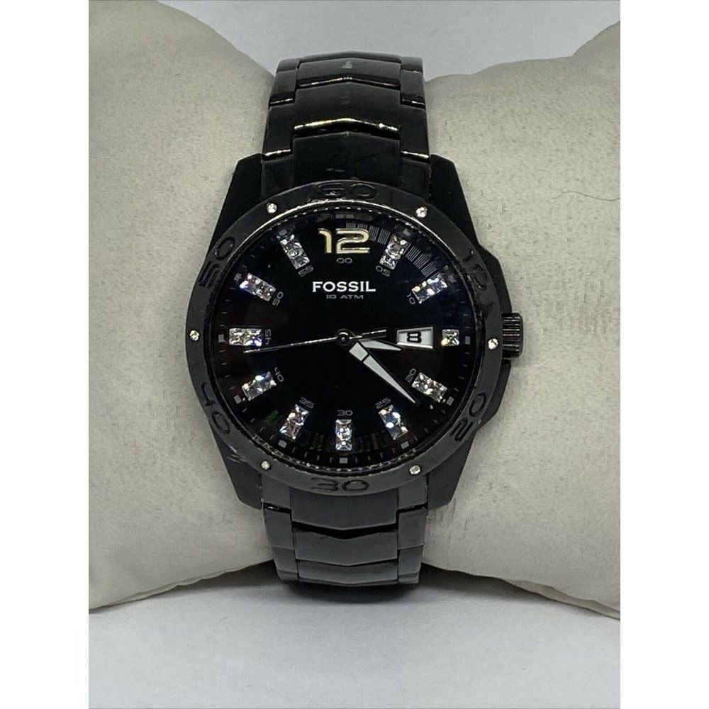 Fossil AM4174 Black Stainless Steel Analog Dial Qu